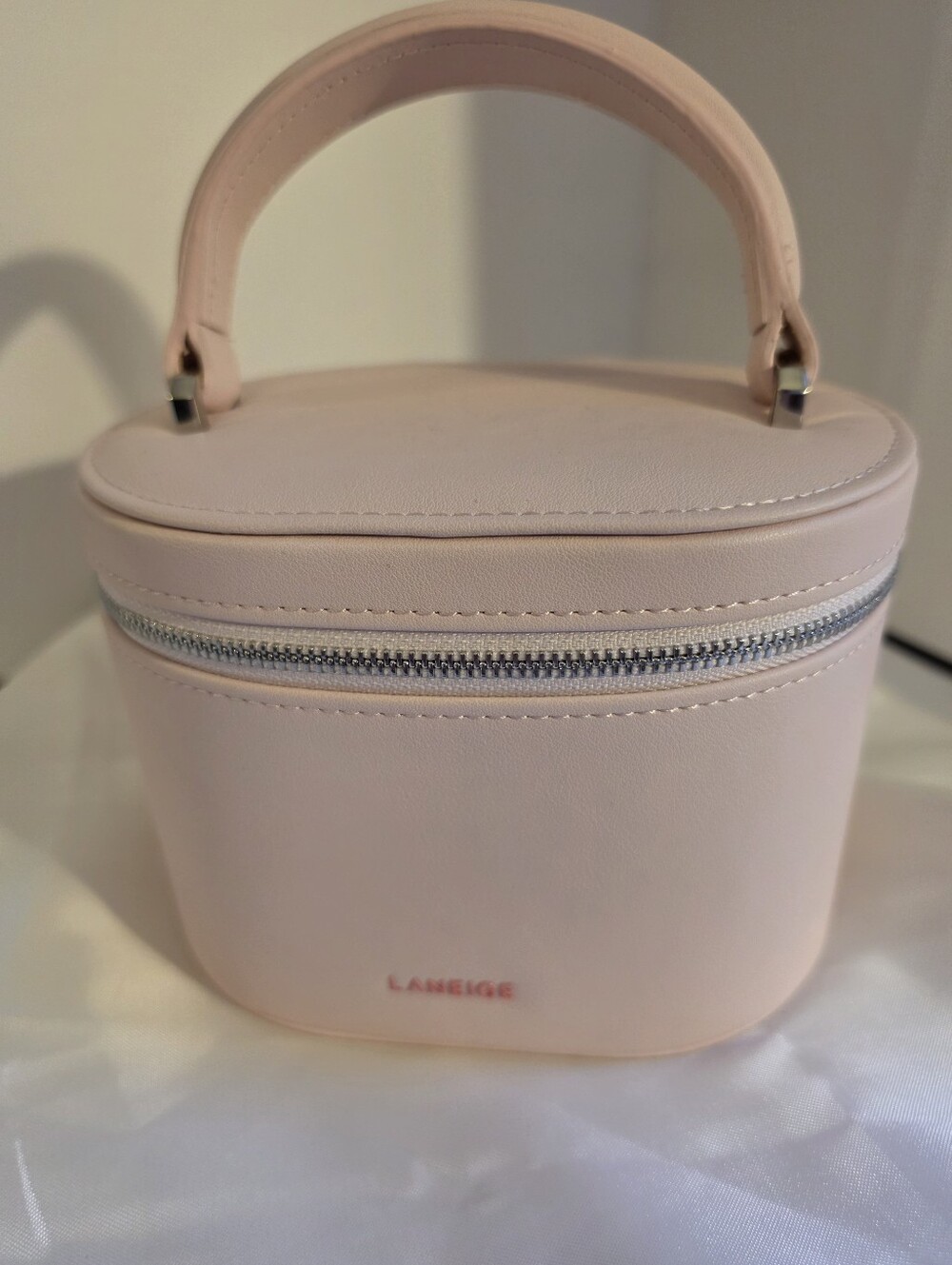 LANEIGE Light Pink Structured Top-Handle Cosmetic Case